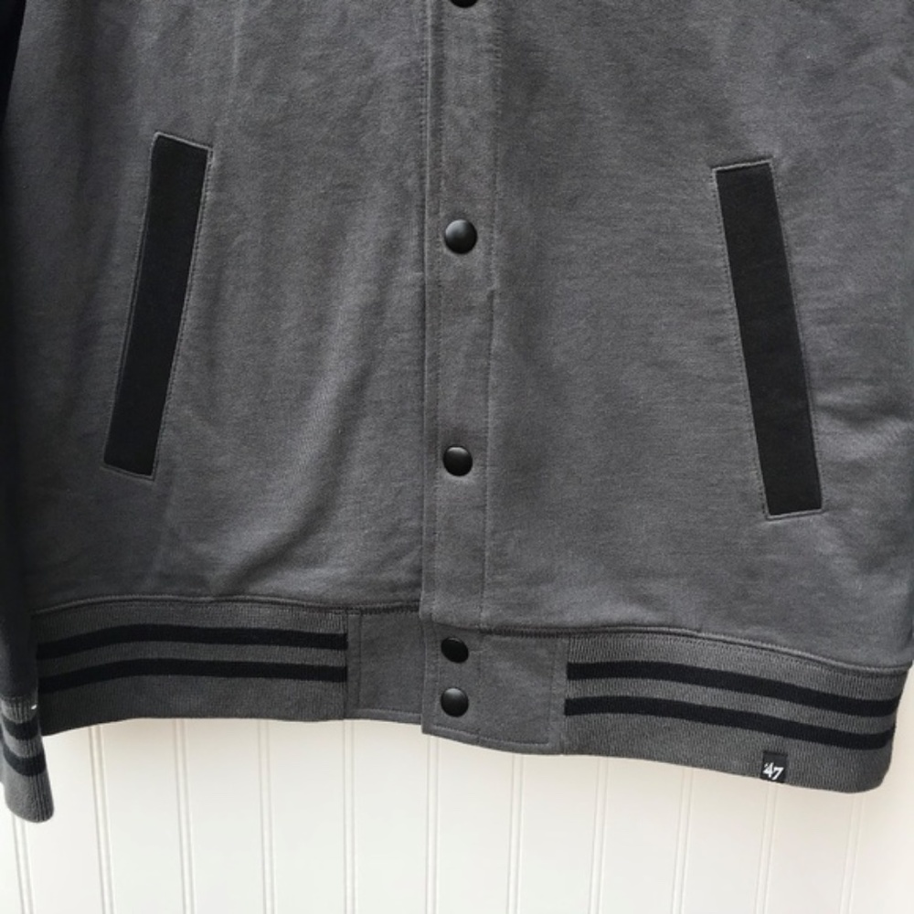 SOLD'47 Brand Grey Black Soft Varsity Jacket Snaps - Picture 3 of 6